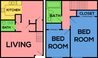 This image is the visual schematic representation of Plan C in Mountain View Apartments.